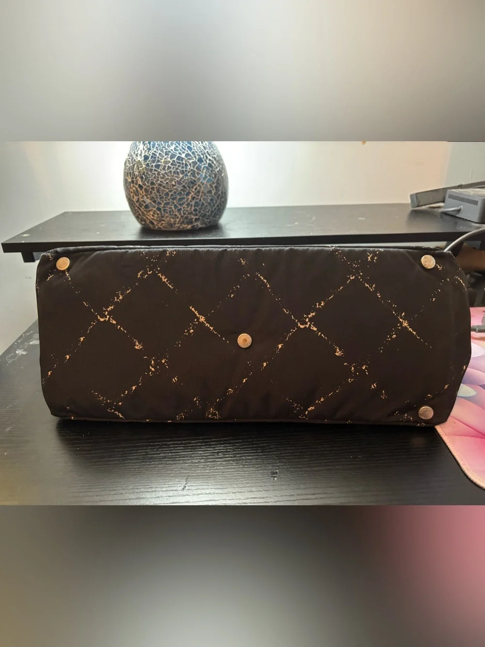 Authentic Vintage CHANEL Old Travel Line Tote MM - Black Quilted Print